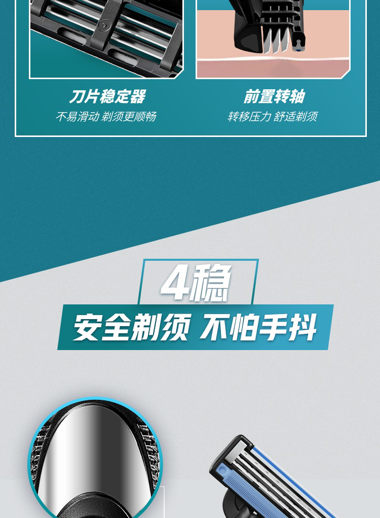 吉列剃须刀手动刮胡刀锋速3 1刀架1刀头手动胡须刀剃胡刀