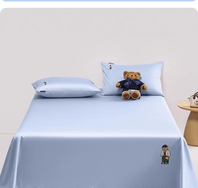 Простыня Teenie Weenie Cotton Bed Sheet Single Piece, 100% Класс А Чистый хлопок, 100 Длинноволокнистый хлопок, Утолщенная вышитая плоская простыня для кровати 1.5м