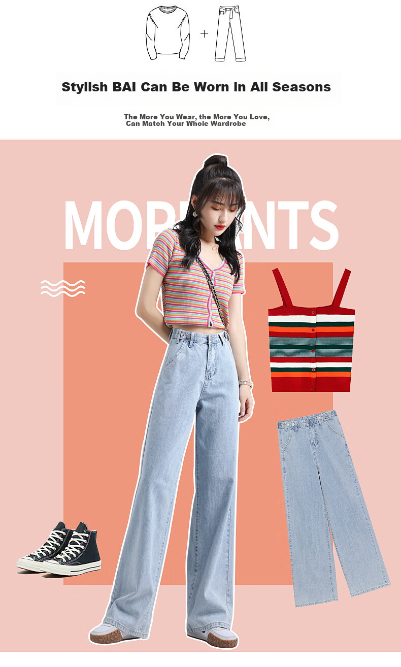 Джинсы Jeanswest Женские, 2025 Осень, Широкие штанины с высокой талией, Модные свободные брюки, Темно-синие, Размер XL