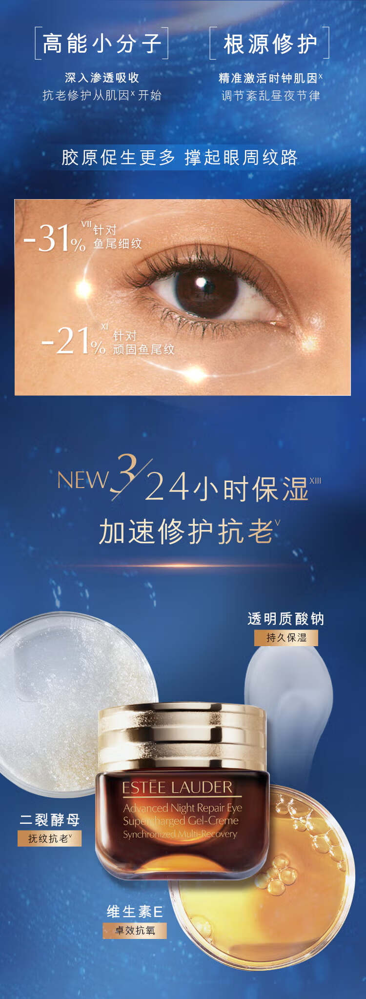 雅诗兰黛眼面两件礼盒(棕瓶精华50ml+棕瓶眼霜15ml)化妆护肤品女神节礼物
