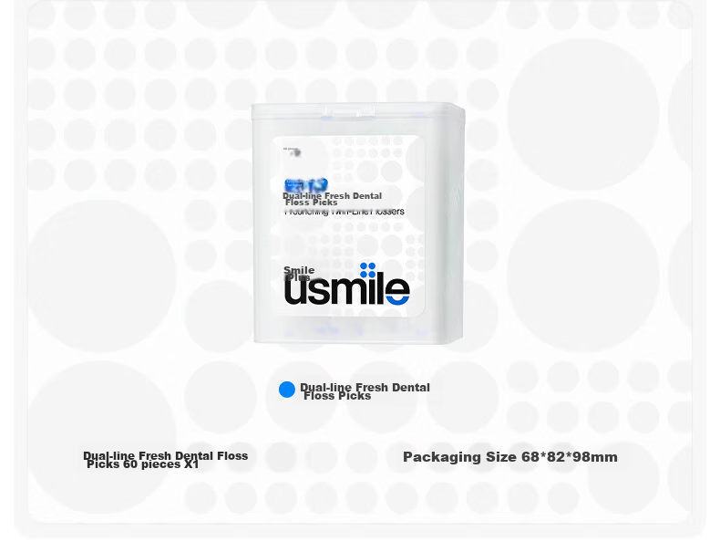 Зубная нить Usmile Double-Line Fresh с дизайном "Smiles", индивидуально упакованная, 60 шт.