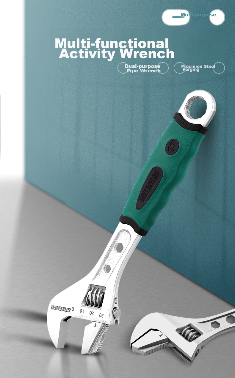 REVERSIBLE Adjustable Wrench, Multi-Purpose Household Fastener, Industrial Grade, 10-Inch Dual-Use Adjustable Wrench, 250mm