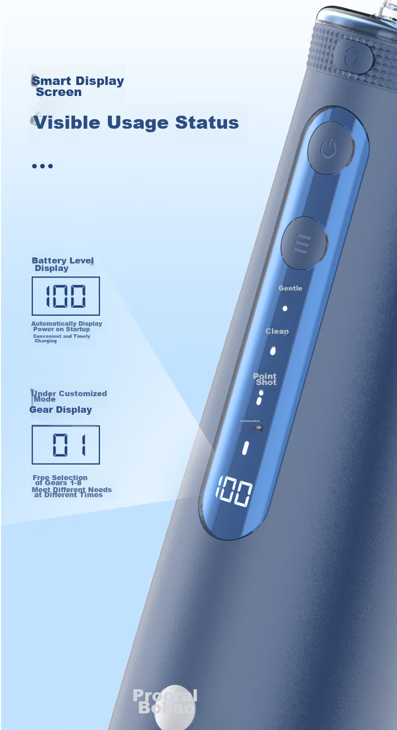 Ирригатор Prooral 5025Plus, портативный, с цифровым дисплеем, синий, 270 мл