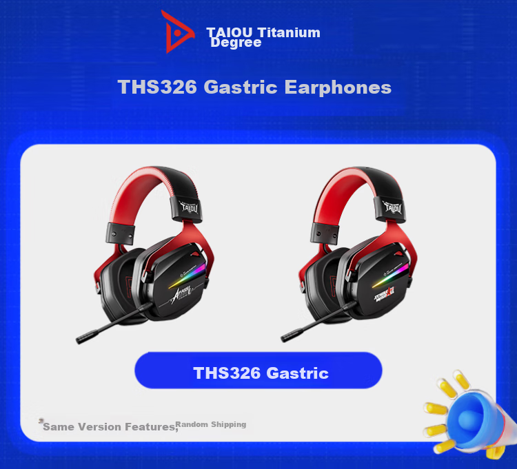 Игровая гарнитура Taidu THS326, беспроводная Bluetooth, 7.1 объемный звук, проводная/беспроводная, черный с красным