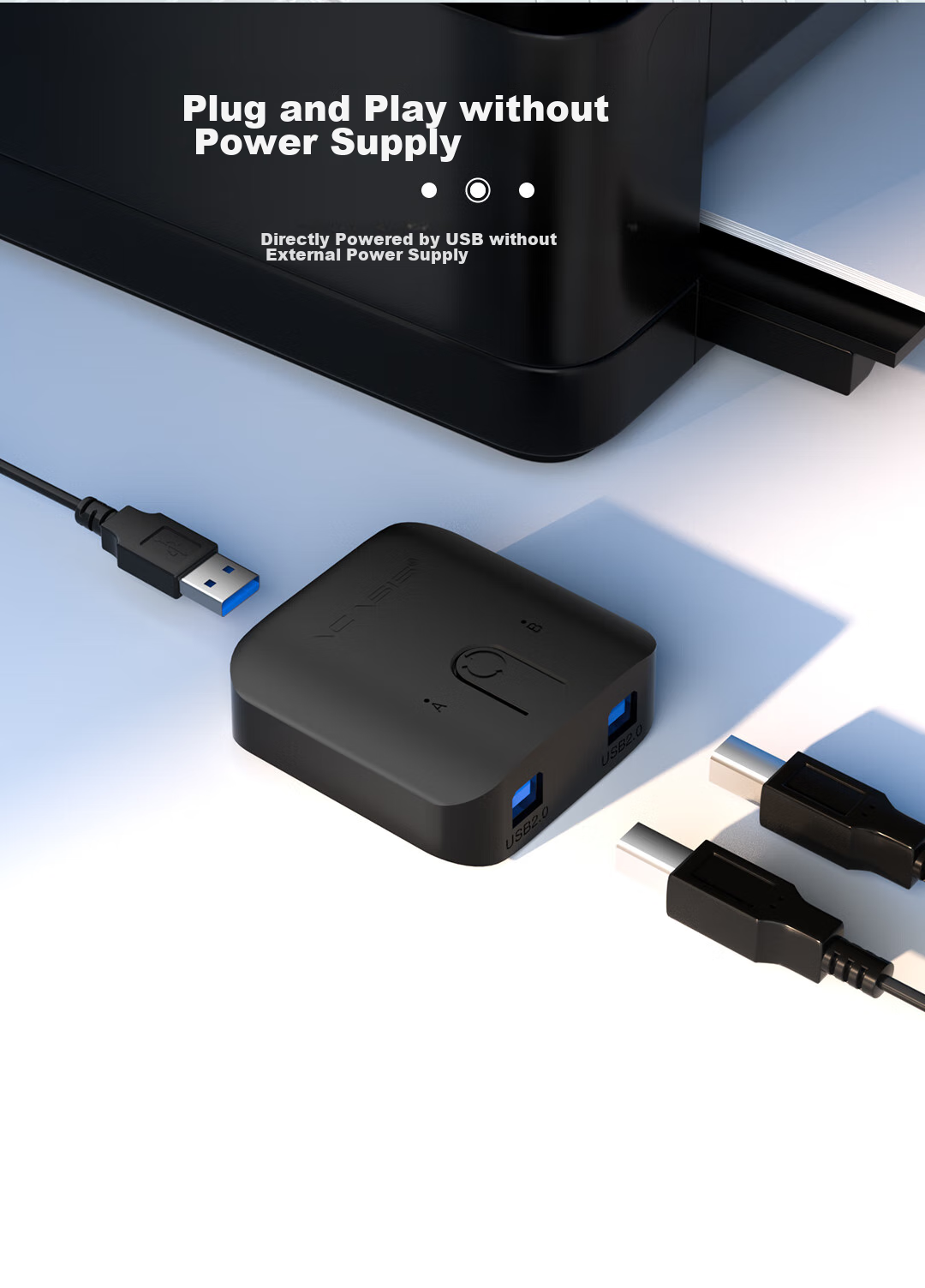 USB 3.0 коммутатор Acasis, 2 порта, для принтера, клавиатуры, мыши, USB-накопителя, черный
