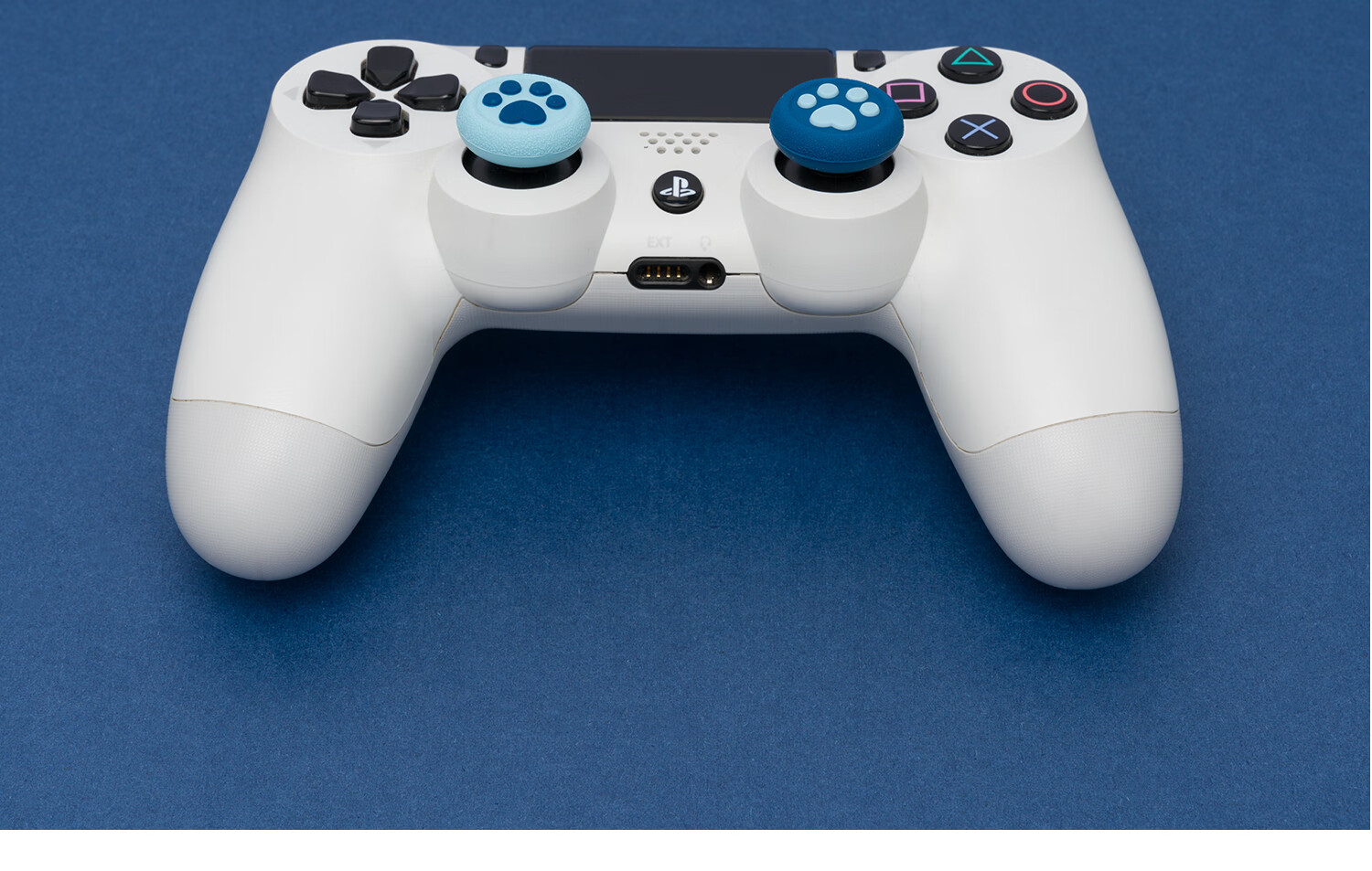 Чехол для джойстика Jixiang PS4/PS5/NS Pro, силиконовые накладки с дизайном "Кошачья лапка", розово-голубой