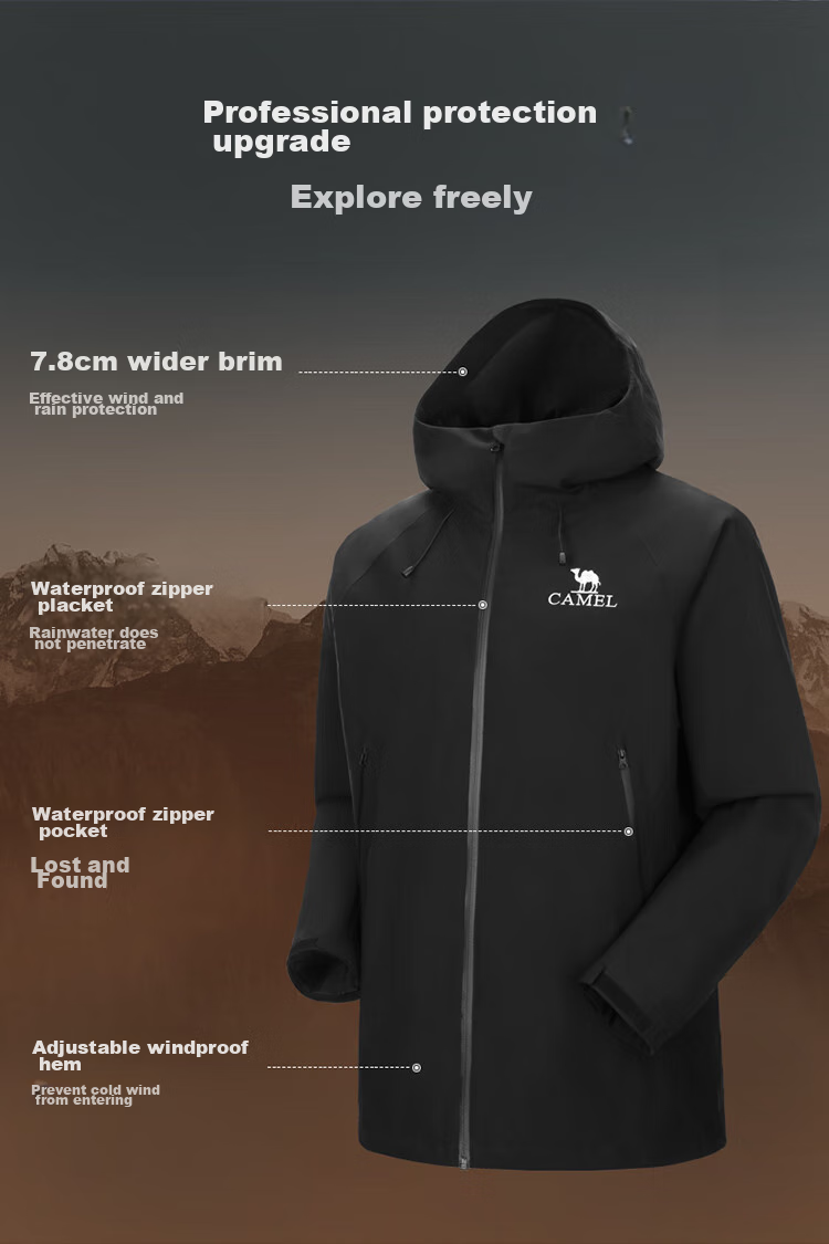 Мужская куртка CAMEL B001, ветровка для походов, унисекс, ветрозащитная, водонепроницаемая, размер M, зеленый