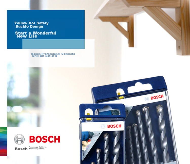 Набор буров BOSCH по бетону, 8 шт., для ударного сверления, с трехгранным хвостовиком, для бетона, кирпича, камня