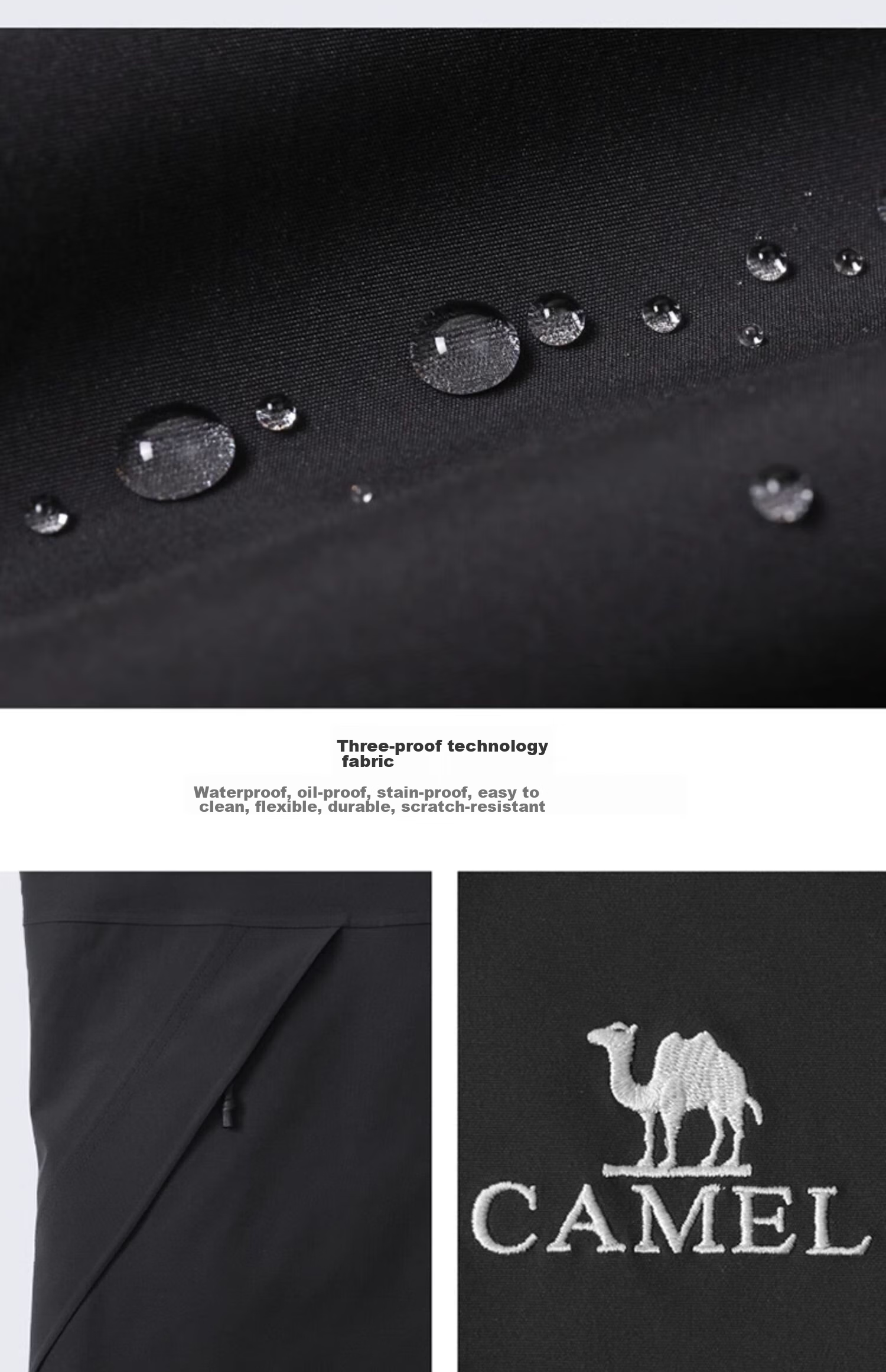 Куртка CAMEL CamelTex Outdoor мужская и женская, ветрозащитная, водонепроницаемая, маслостойкая, трикотажная, 3-в-1, утепленная, для холодной погоды, черная, размер M