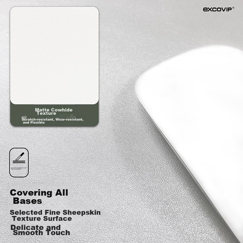 Коврик для мыши EXCO White + Silver, двойной, кожаный, однотонный, маленький размер, водонепроницаемый, для ноутбука, офиса, игр, студентов, мужчин, женщин, киберспорт, 0083