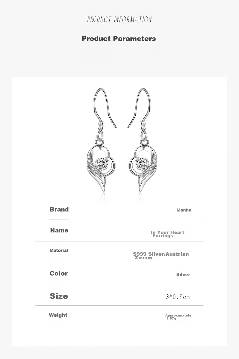 Серьги-гвоздики MANHE S999 из стерлингового серебра для женщин, ювелирные серьги, подарок на день рождения для жены, подарок на День святого Валентина для девушки