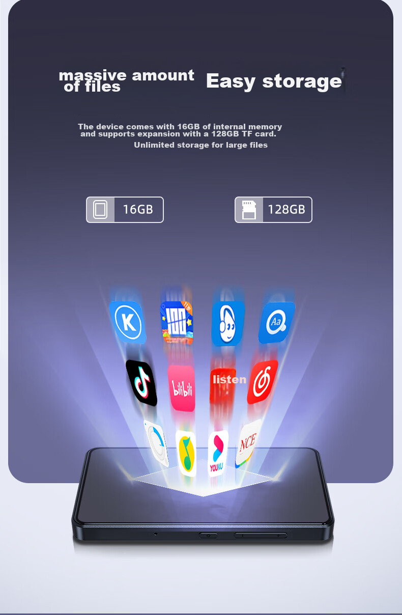 Портативный MP3/MP4 плеер Yueguangbaohe A10, 32GB, Android 10, 4-дюймовый экран, Wi-Fi, Bluetooth