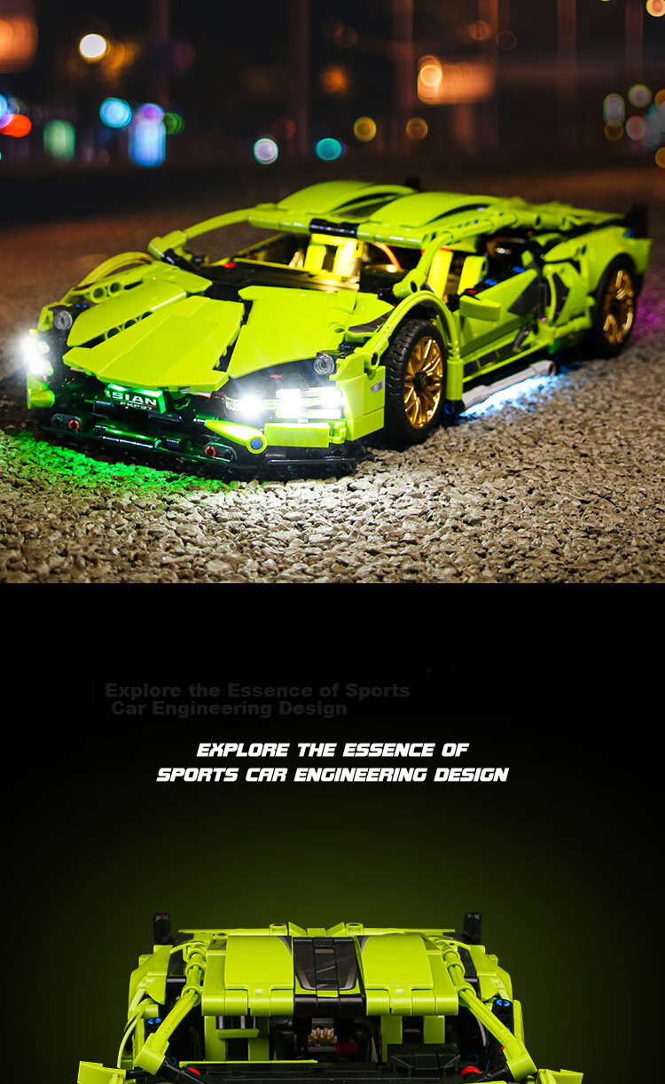Конструктор LEAIXIANG Lamborghini, 1280 деталей, для детей от 7 лет, пластик, зеленый