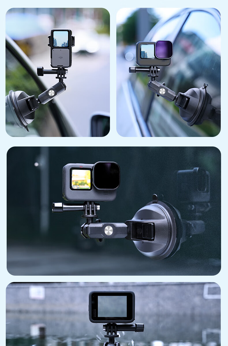 TELESIN Автомобильный держатель с присоской для DJI Action 3, 4, 5 Pro, GoPro, Insta360