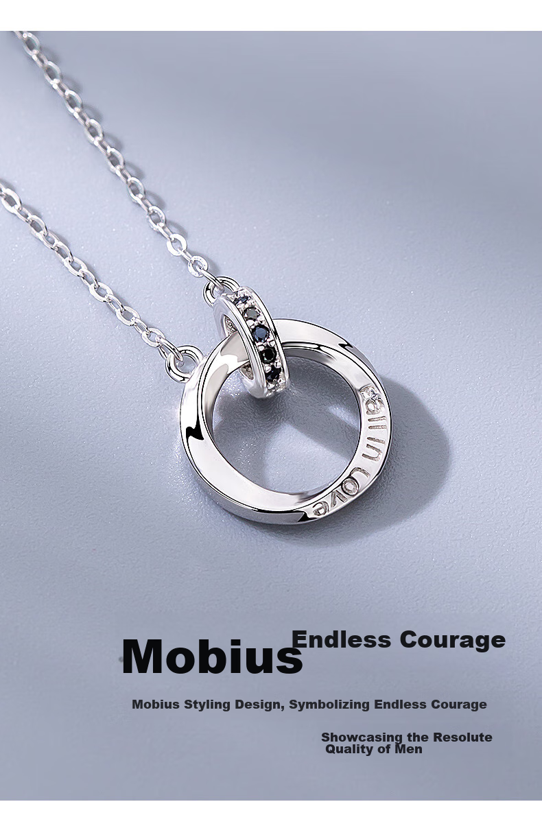Серебряное колье Qlady Mobius для мужчин, подвеска из стерлингового серебра 925 пробы с фианитом, подарок на день рождения и Новый год