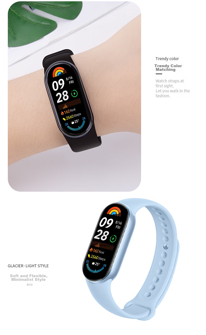 Ремешок BHO для Xiaomi Mi Band 10/9, спортивный, дышащий, сменный, из TPE, розово-золотой