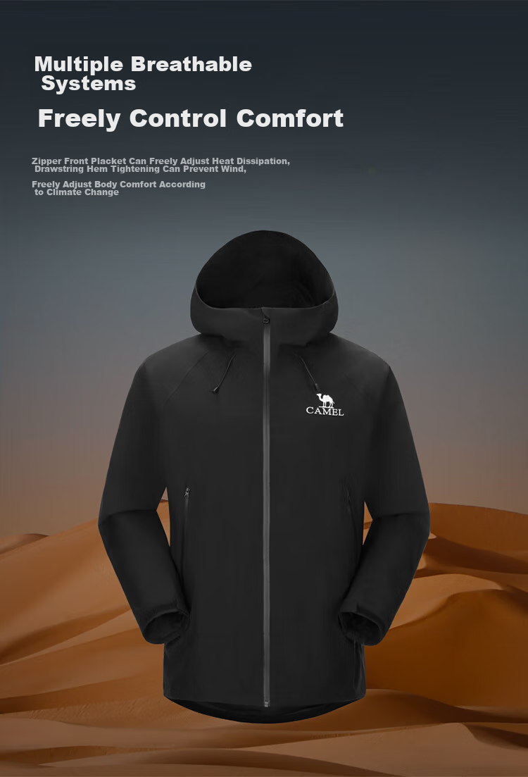 CAMEL Куртка непромокаемая для туризма, унисекс, размер XXXL, цвет "Чистый туманный зеленый"