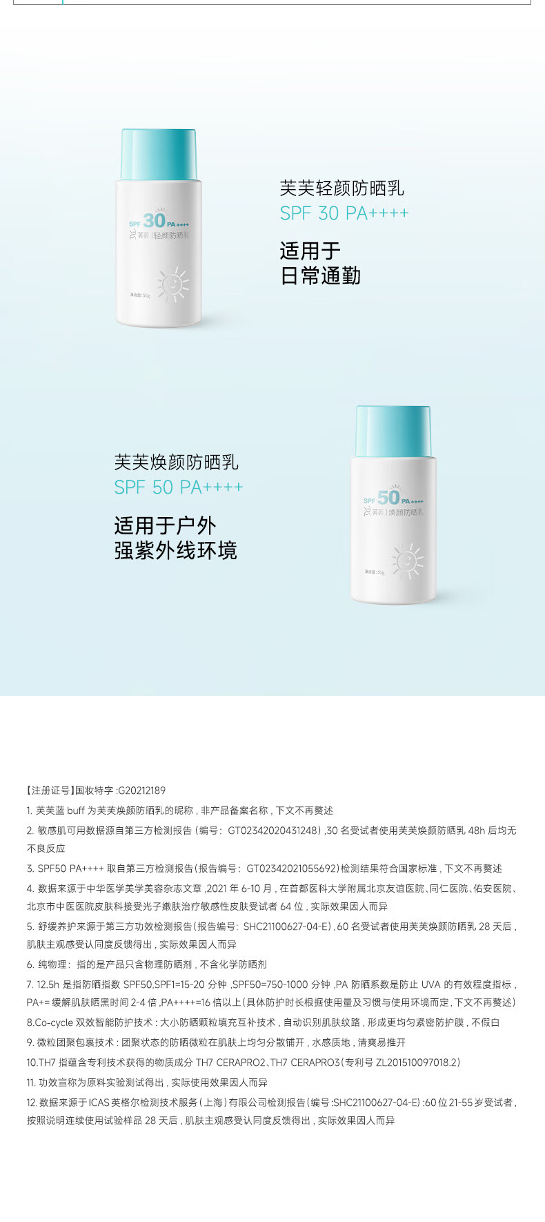 芙芙焕颜防晒乳SPF50物理防晒霜夏季军训清爽男女通用50g生日礼物女