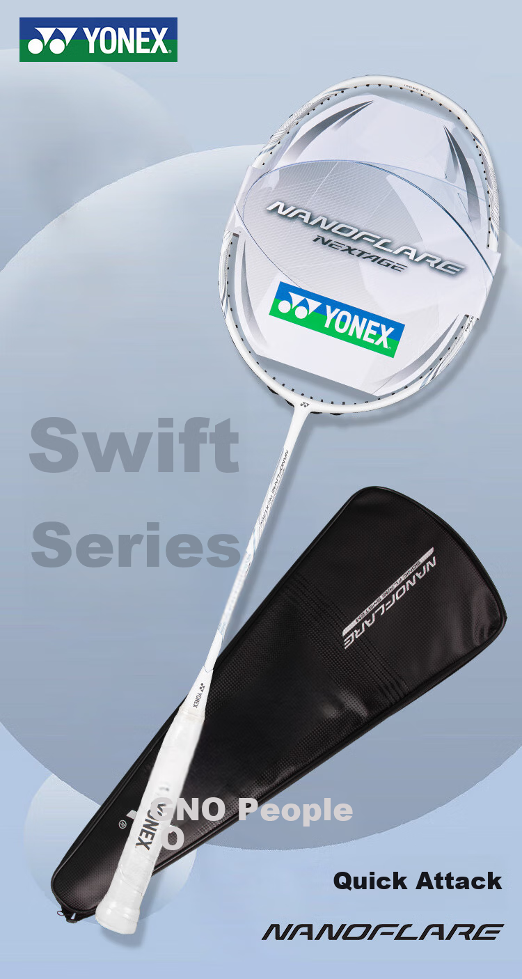 Ракетка для бадминтона YONEX NANOFLARE, полнокарбоновая, Sound Speed Flashing, одиночная ракетка, молниеносный белый, Chie NFNT, без струн, 4U5, с намоткой