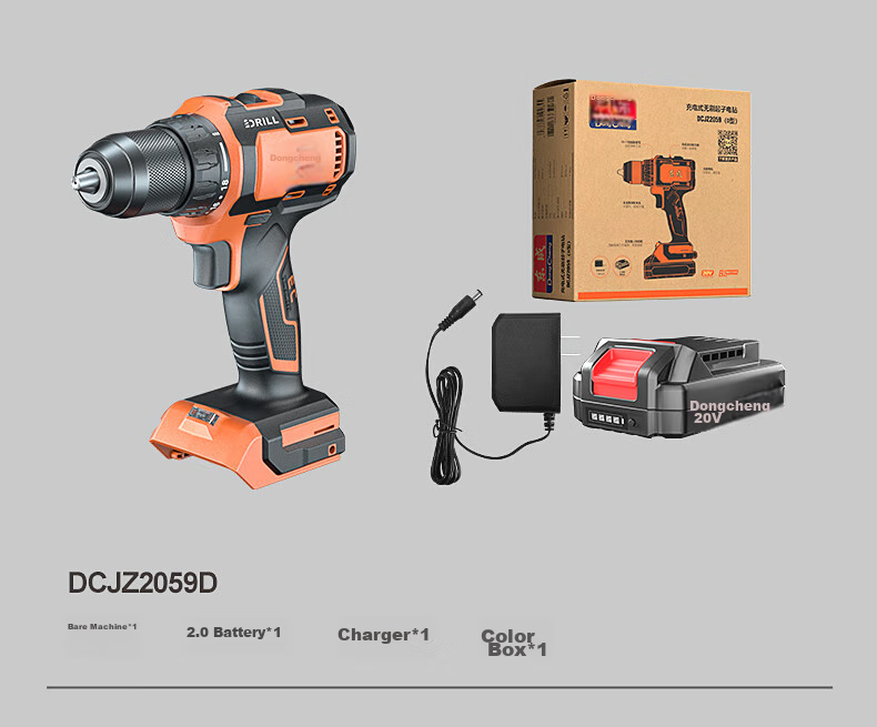 Аккумуляторная дрель-шуруповерт Dongcheng 20V DCJZ2059D, бесщеточная, с одним аккумулятором