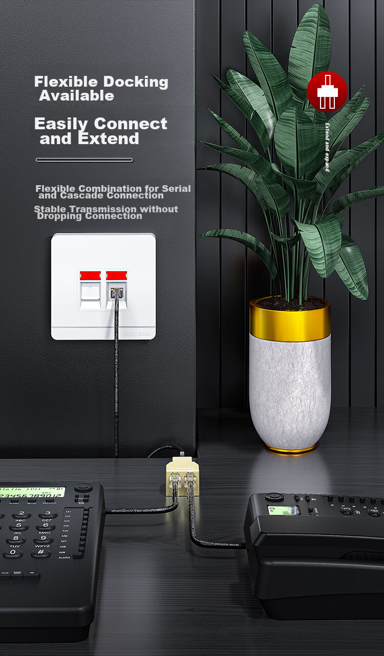 Разветвитель телефонный AMPCOM RJ11, 1 в 3, желтый