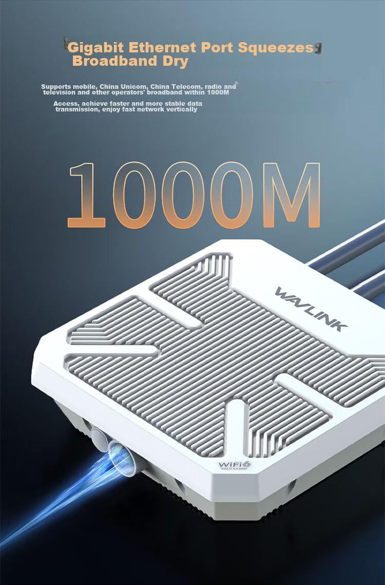 Wavlink AERIAL HD9 AX3000 WiFi 6 уличный маршрутизатор, двухдиапазонный беспроводной мост высокой мощности, всенаправленное покрытие, базовая станция WiFi для наружного видеотрансляции и сетевых зон