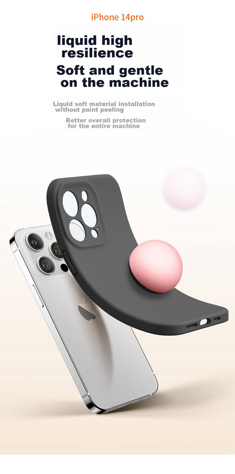 Чехол для iPhone 14 Pro NEYAA, силиконовый, ультратонкий, противоударный, с защитой камеры, Титаново-золотой