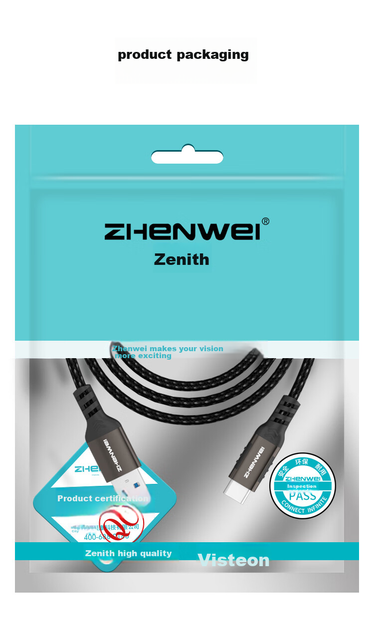 Кабель ZHENWEI USB 3.2 Type-C, 3 метра, 10 Гбит/с, 3А, для Apple, Huawei, Xiaomi