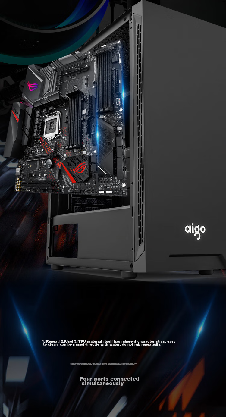 Корпус для настольного компьютера Aigo A15, черный, ATX, mATX, Mini-ITX, с окном