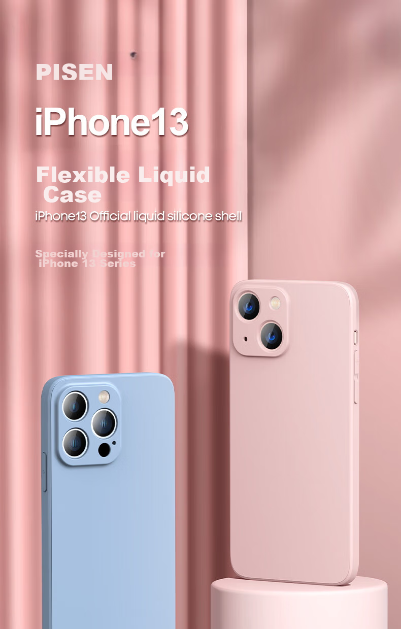 Чехол PISEN для iPhone 13, гибкий, из жидкого силикона, защита от падений, противоударный, ультратонкий, синий