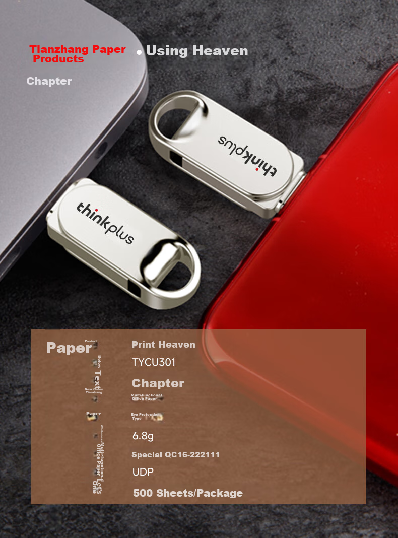 USB-накопитель ThinkPlus Lenovo 128GB Dual-Interface Metal USB Flash Drive, совместимый с телефонами и компьютерами с USB Type-C, внешний универсальный флэш-накопитель с большой емкостью, TYCU301