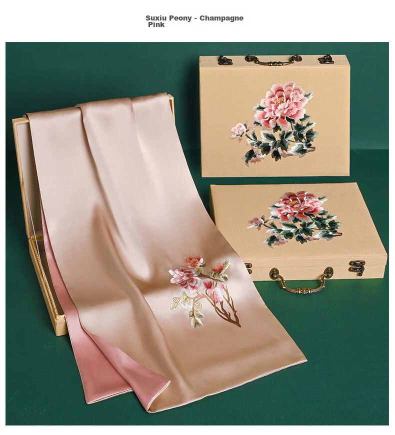 Шелковый шарф Hangsilu Suzhou Embroidery с вышивкой для женщин, зимний шарф из тутового шелка, подарочная коробка высокого класса, подарок на день рождения и праздник для мамы, новогодний подарок