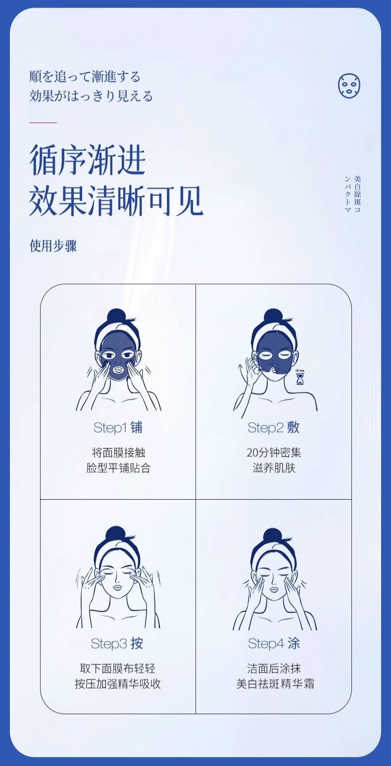 可福佳美白祛斑面膜补水保湿淡斑提亮肤色抗皱淡化黑色素 25ml*5片/盒