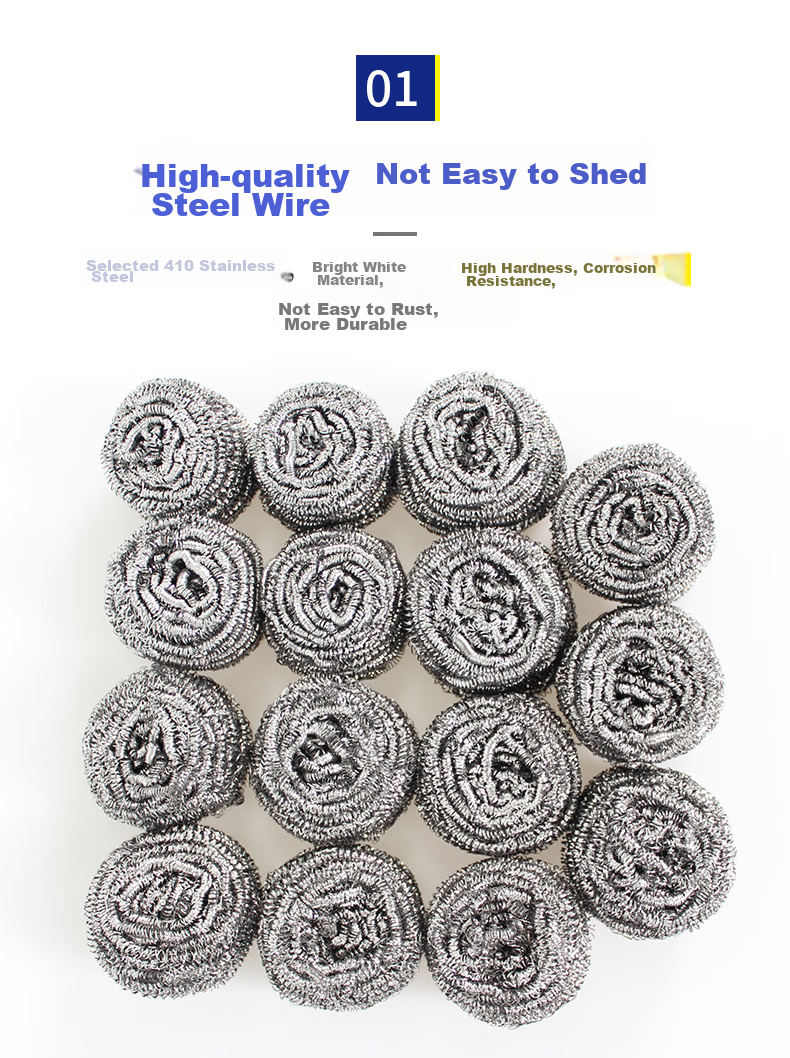 Yessel Steel Wool Scrubbers, 40 Count, Commercial Use, Degreasing, Low Shedding, Stainless Steel Metal Cleaning Balls, Kitchen Dishwashing Brush for Pots And Pans