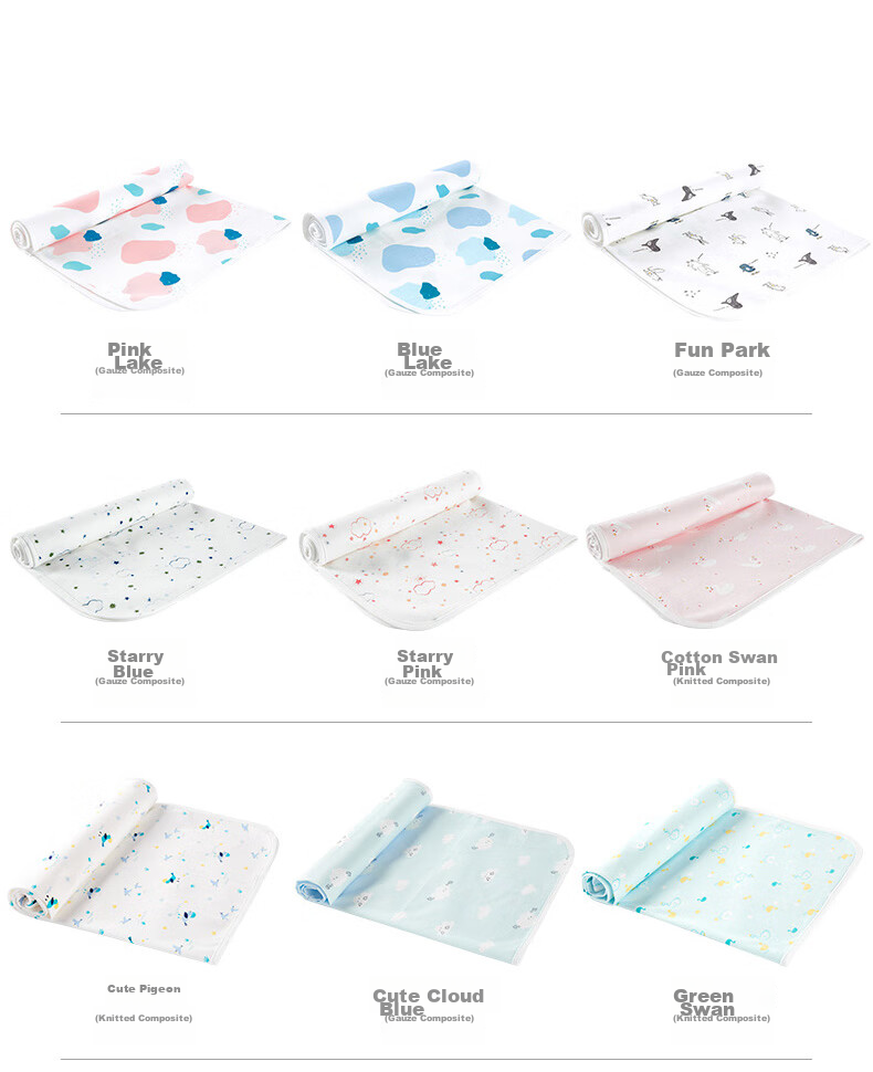 Детская непромокаемая пеленка PurCotton, 90x70 см, хлопковая, водонепроницаемая, дышащая, многоразовая