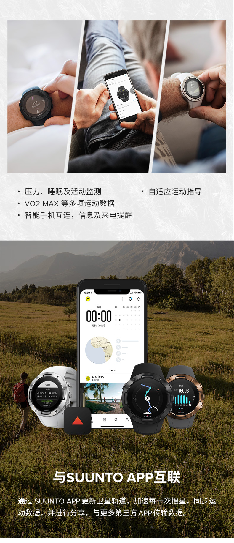 Suunto 颂拓 5 腕带心率传感 户外运动GPS智能手表 ￥1301.81