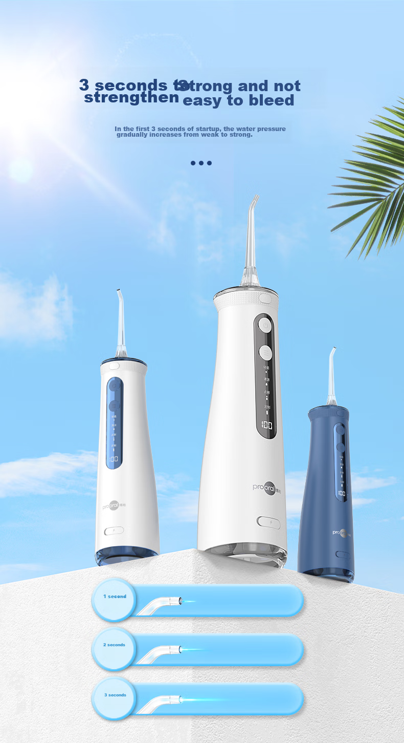 Ирригатор Prooral 5025Plus, портативный, с цифровым дисплеем, синий, 270 мл
