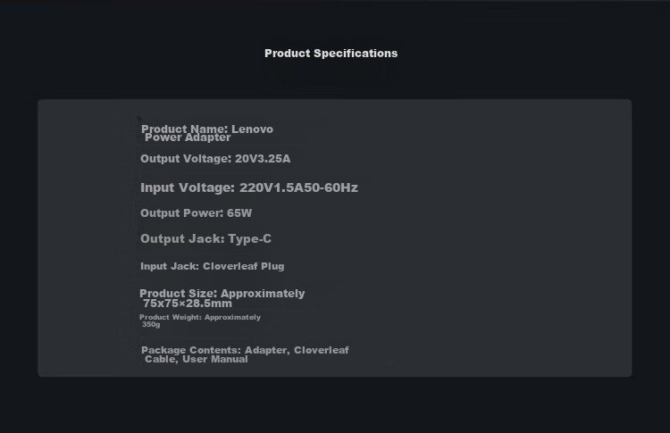 Зарядное устройство Lenovo Youpin, адаптер питания Type-C 65W, 20V 3.25A, совместимое с Thinkpad X1/X270/E480, портативный кабель