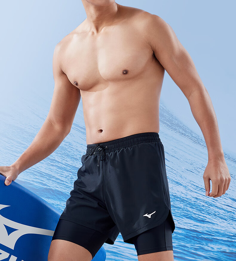 Мужские плавки-шорты MIZUNO B3122 черные 2XL, комплект с очками и шапочкой для плавания