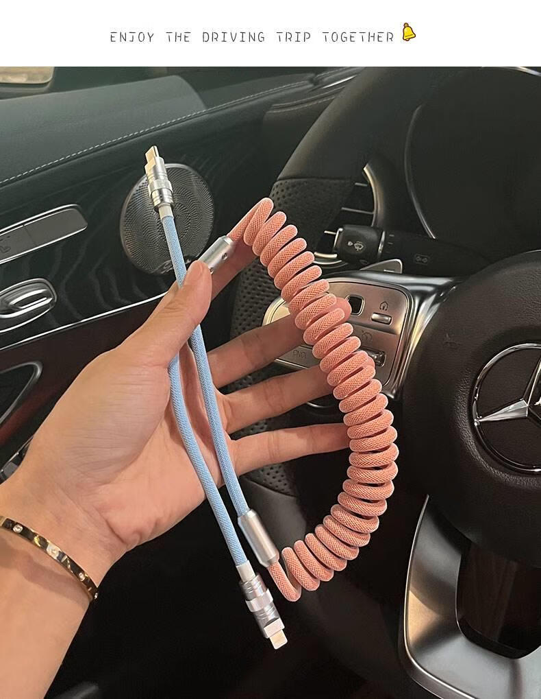 Автомобильное зарядное устройство Dijialun с кабелем для Apple iPhone 14, Carplay BMW Mercedes-Benz, USB+Apple, 100W, черный