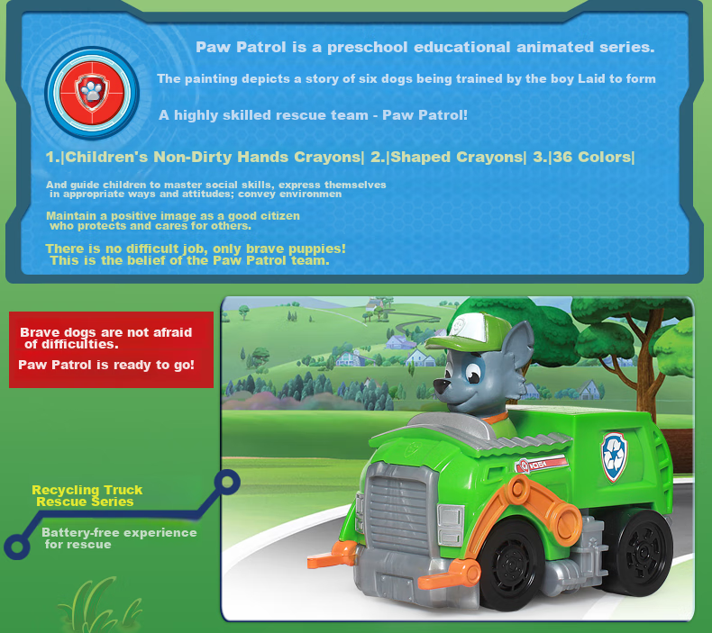 Игрушечная машинка PAW PATROL "Эко-грузовик для переработки", арт. 16605-4, для мальчиков и девочек от 3 лет, пластик, 10x8x6 см