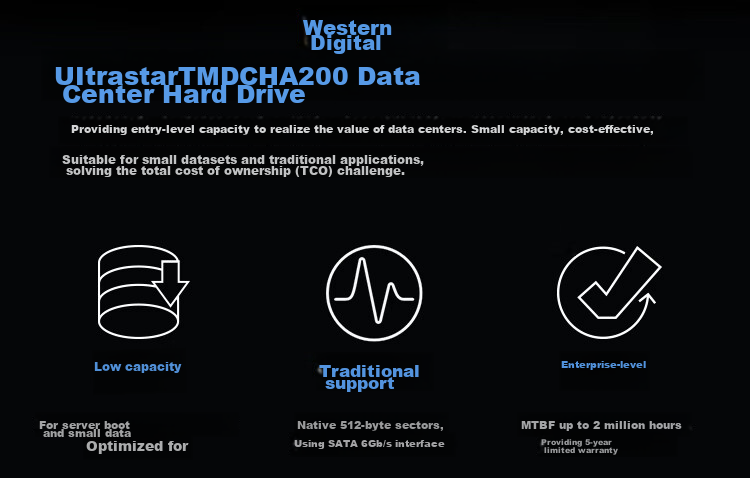 Жесткий диск Western Digital Ultrastar DC HA210 HUS722T2TALA604, 2 ТБ, 7200 об/мин, 128 МБ кэш, SATA III