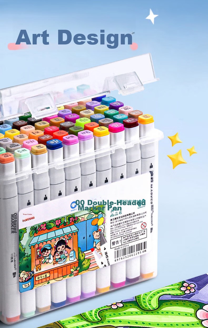 Маркеры спиртовые TRUECOLOR ZC632-60, 60 цветов, двусторонние, для детей и студентов, быстросохнущие, арт. ZC632-60