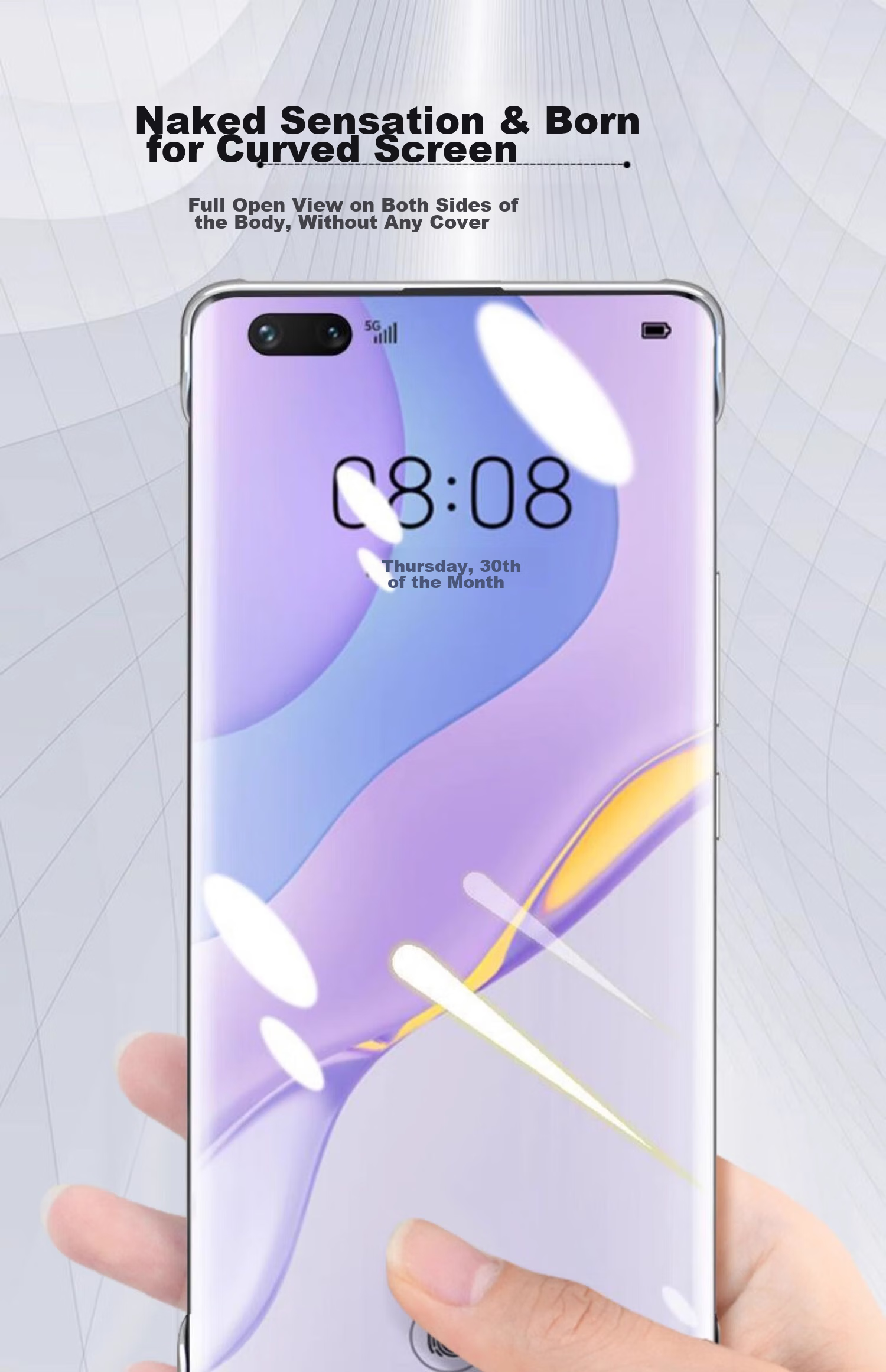 ZHIWEISHI Чехол для Huawei Nova 7 Pro, ультратонкий, полностью прозрачный, безрамочный, ударопрочный