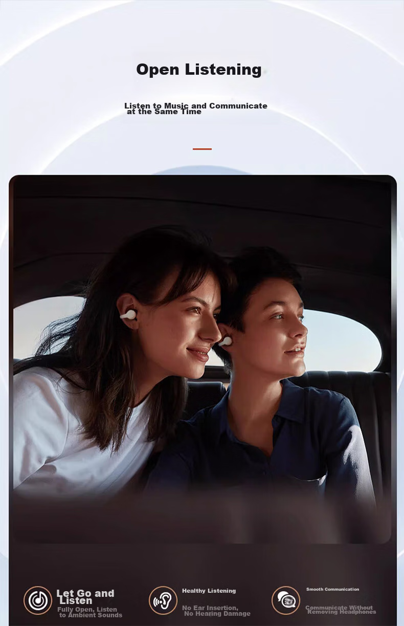 Беспроводные наушники Soaiy GK9 с костной проводимостью, Bluetooth 5.4, спортивные, белые