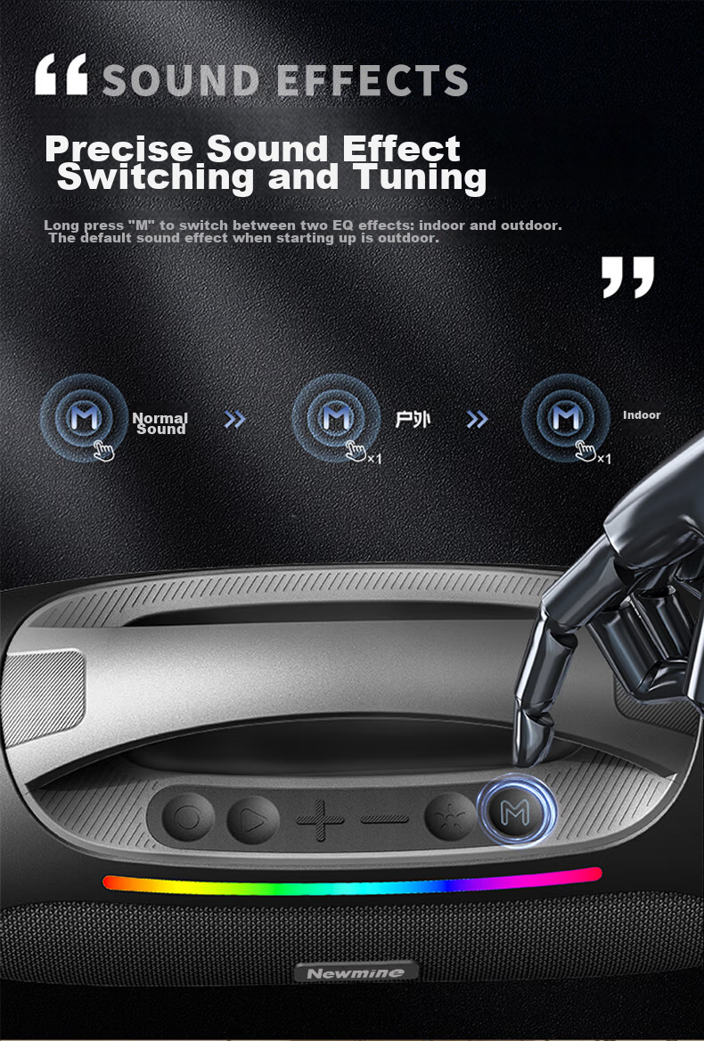 Портативная Bluetooth-колонка Newmine N515, 60 Вт, для улицы и кемпинга, с мощным сабвуфером, беспроводная, водонепроницаемая