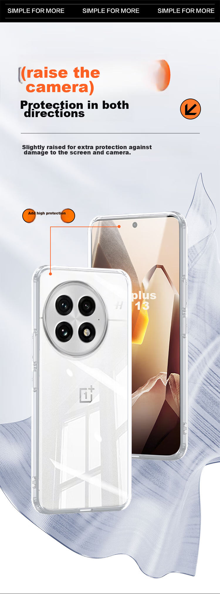 Чехол KOOLIFE для OnePlus 13, прозрачный, противоударный, защита камеры, тонкий, приятный на ощупь, защита от отпечатков пальцев