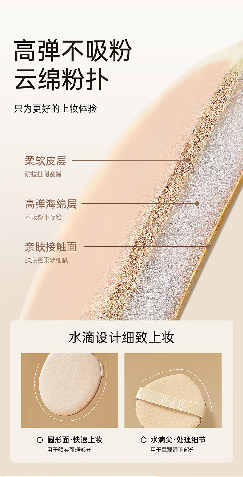 IYOUB三色气垫霜隔离遮瑕保湿水感轻透护养肤粉底液持妆水润款