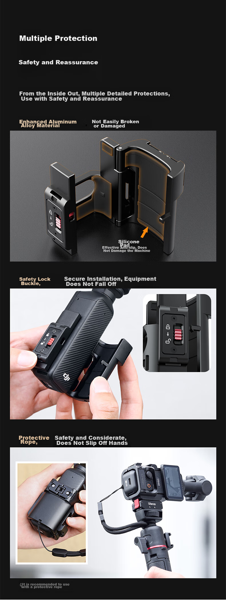 База Ulanzi PK-06 для DJI Osmo Pocket 3, алюминиевая, с креплением для аксессуаров