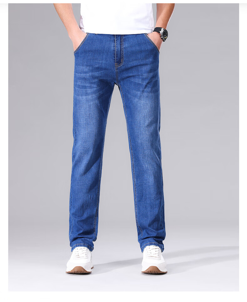 Джинсы мужские Jeanswest, классический стиль, осенне-зимняя коллекция 2025, модные повседневные, легкие и удобные, прямые, синие, размер 33